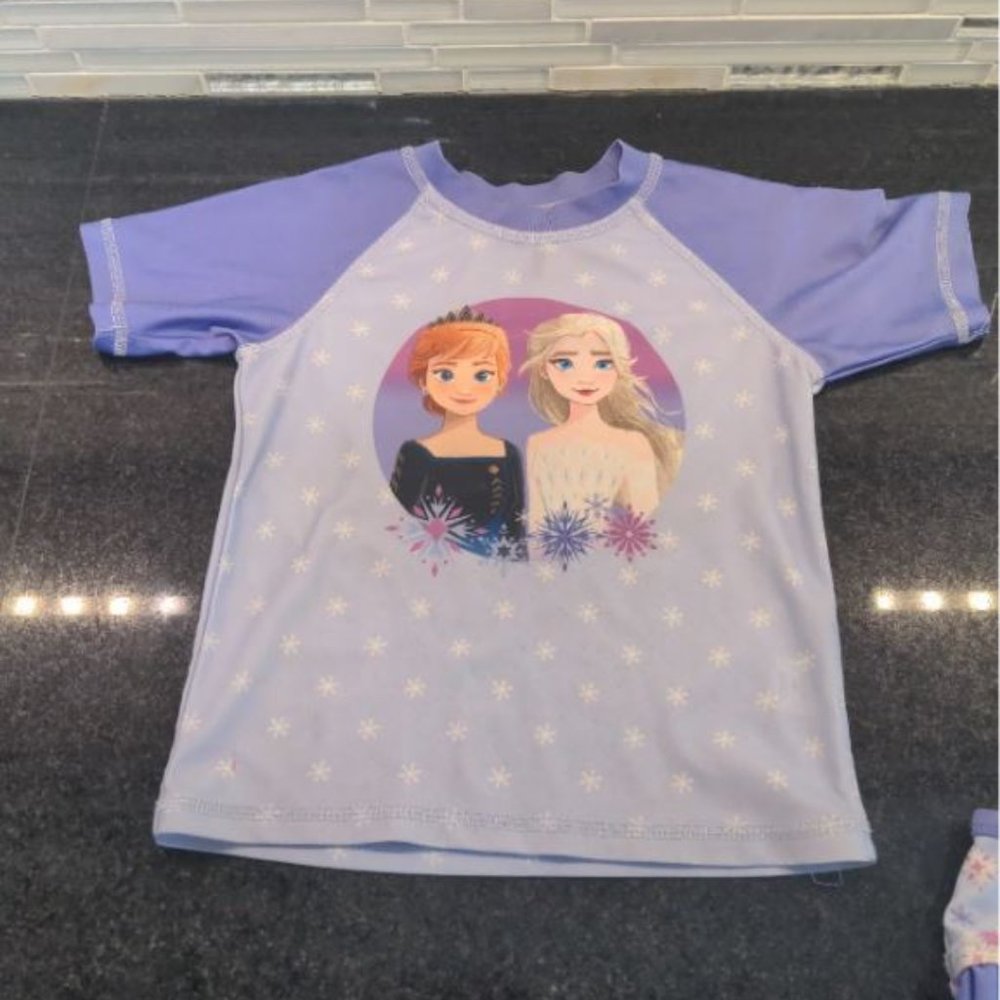 3 piece Frozen Elsa Swimsuit Bathing Suit Tankini set rash guard 24 M - Picture 2 of 8